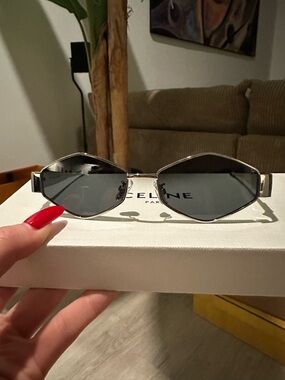 Celine Silver Frame Sunglasses with Dark Gray Lenses